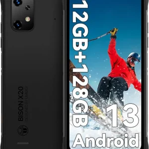 Bison X20 Android 13 Rugged Smartphones, IP68/IP69K Waterproof Phone, 6000mAh 12 (6+6)+128GB/TF 1TB Expand, 6.53" Screen NFC AGPS, 4G Dual SIM Outdoor Mobile Phonе