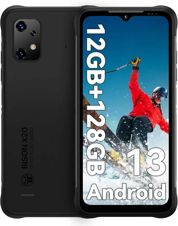 Bison X20 Android 13 Rugged Smartphones, IP68/IP69K Waterproof Phone, 6000mAh 12 (6+6)+128GB/TF 1TB Expand, 6.53" Screen NFC AGPS, 4G Dual SIM Outdoor Mobile Phonе