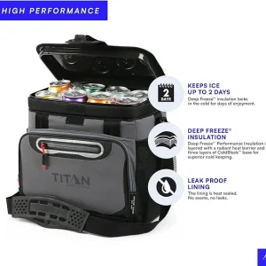 Titan Deep Freeze Cooler Zipperless Hardbody Cooler - Deep Freeze Insulation, HardBody Liner, and SmartShelf