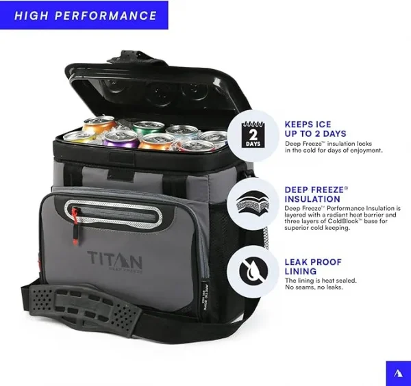 Titan Deep Freeze Cooler Zipperless Hardbody Cooler - Deep Freeze Insulation, HardBody Liner, and SmartShelf